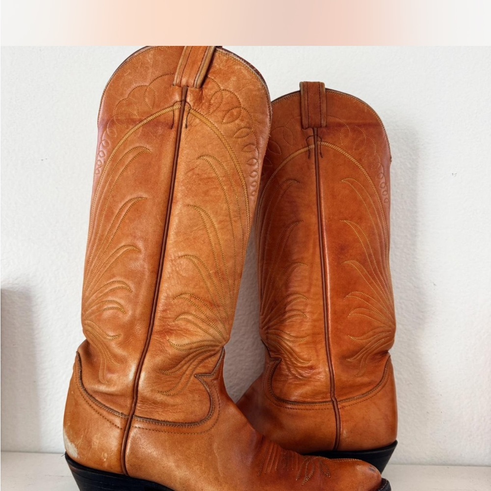Vintage Tony Lama Tan Cowgirl Cowboy Boots
